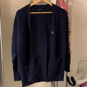 blue cardigan
